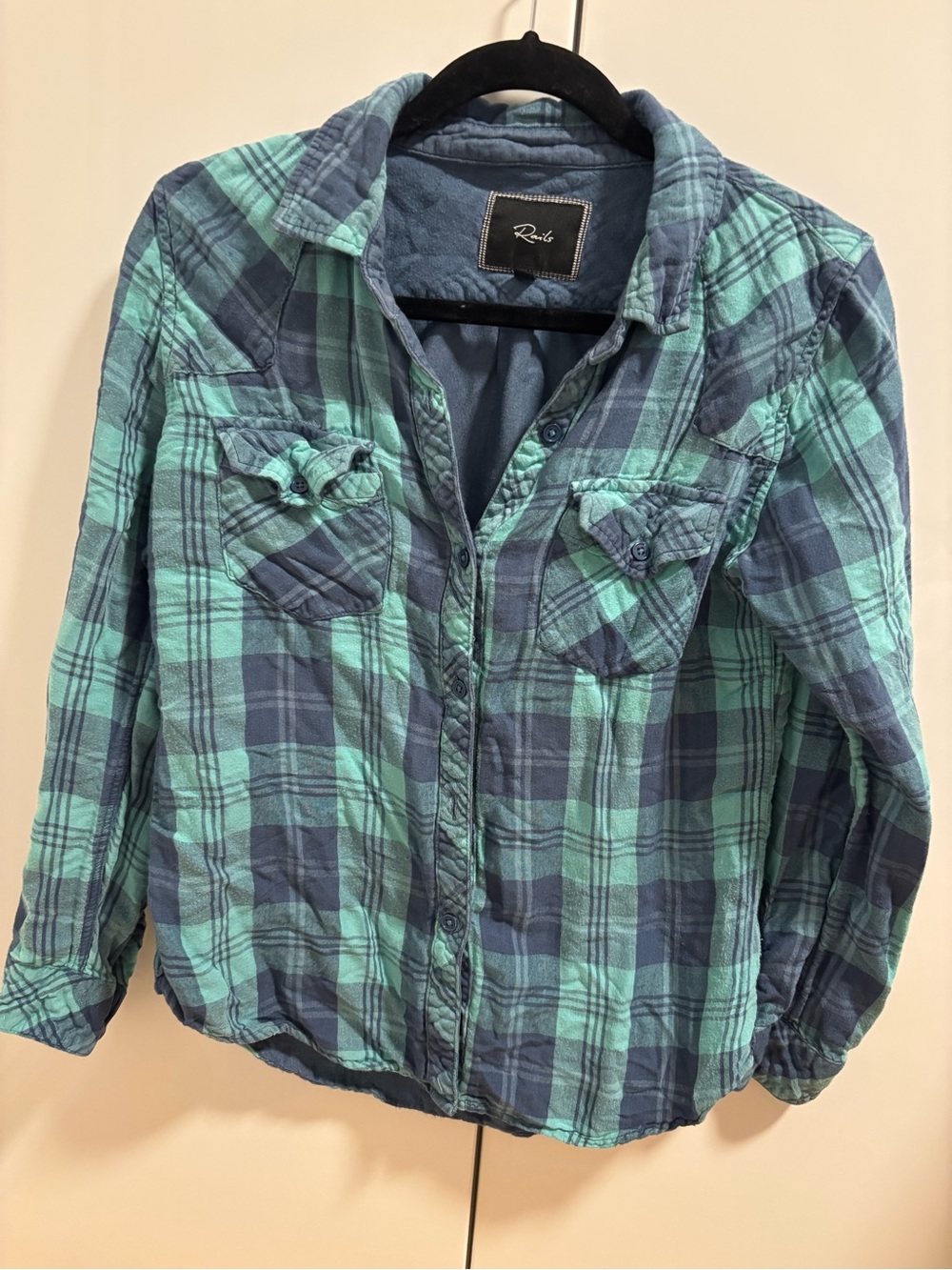 Rails Women’s' Teal & Navy Plaid Button-Down Shirt